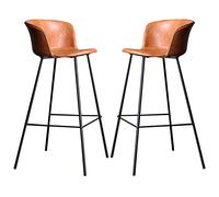 ZBZFGE Tabourets de Bar en Cuir PU, Petits-tabourets de Bar de Bar chaises de Bar à Hauteur pour Le Salon de pub de l'îlot de Cuisine, capacité de 330 Livres, Repose-Pieds (khaki-2ps, 65 cm / 26