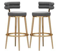 ZBZFGE Tabourets de comptoir à Hauteur Ensemble de 2 tabourets de Bar chaises de Bar à Barres comptères, Tabouret d'îlot de Cuisine rembourré en Velours, tabourets de barreaux dorés avec Un