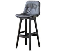 ZBZFGE Téle-Barres Dossier comptoir, Tabouret Bar Cuir synthétique avec des Pattes en Bois (Salle à Manger l'îlot de Cuisine) (Gris foncé-1ps, cm 28 Pouces)