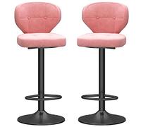 ZBZFGE Velvet Counter Hauteur 25.6-31.5 U201D Bar tabourets, tabourets de comptoir de Cuisine avec Dos Repose-Pied, chaises de Bar pivotantes en Velours pour Kitchen Bistro (Pink-2P)