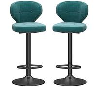 ZBZFGE Velvet Counter Hauteur 25.6-31.5 U201D Bar tabourets, tabourets de comptoir de Cuisine avec Dos Repose-Pied, chaises de Bar pivotantes en Velours pour Kitchen Bistro (Green-2ps)