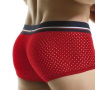ZC8bdbd Ice Silk Sous-vêtements pour homme Boxers minces respirants en U Surélevée Boxer Short Sexy Mesh Pants, Rouge, Medium