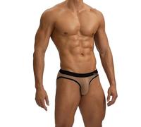 ZC8bdbd Sous-vêtements sexy pour homme avec fil sissy - Boxer et slip - Grand sac en U - Bikini convexe, marron, Large