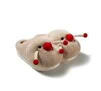 ZCABYBD Chaussons d'Hiver Pantoufles Simples Et Mignonnes À Bout Fermé Pour Femmes, Vêtements De Maison, Plates, Chaudes, Antidérapantes, Nouvelle Collection Automne Hiver-palmier L'avoine-35-36