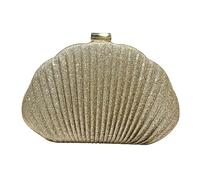 ZCABYBD Pochette soirée Rayée en Forme De Coquille Brillante Vert Menthe, Sac Boîte À La Mode pour Femmes, Simple Et Élégant-Or