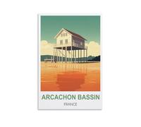 ZCAIJNDD Poster vintage sur toile représentant le bassin d'Arcachon (40 x 60 cm) - Décoration murale pour chambre à coucher