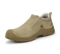 ZCBYBT Chaussures De Sécurité De Soudeur Anti-Brûlure Chaussures De Travail Indestructibles Sneakers en Acier, pour Le Site De Construction De Soudage,Marron,41 EU