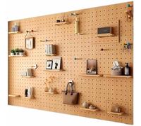 ZCBYBT Panneau Mural perforé de 16 mm d'épaisseur pour l'organisation d'atelier, Panneau d'affichage Mural à Trous pour établi et Espace de Bricolage,Natural,40 * 60cm