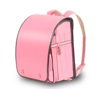 ZCBYBT Ransel Randoseru PU en Cuir Boîte Japonaise Sac À Dos avec Verrouillage Automatique Léger Cartable, pour Filles Garçons,Rose,35 * 27 * 18cm