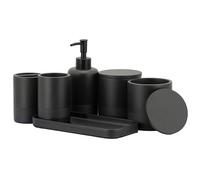 zccz Ensemble Accessoires Salle de Bain Noir -Decoration Salle de Bain avec Distributeur Savon, Porte Brosse à Dents, 2 Supports QTip et gobelet