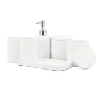 ZCCZ - Ensemble d'accessoires de Salle de Bain Blanc 6 pièces - Porte-Brosse à Dents, Distributeur de Savon Lotion, Distributeur de 2 Porte-doseurs, Plateau de vanité, gobelet de Salle de Bain