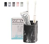 zccz Porte-Brosse à Dents pour Salle de Bain - Porte-Brosse à Dents Électrique et Support pour Dentifrice - Organisateur de Salle de Bain pour Rasoir, Pinceaux de Maquillage - Motif Marbré Noir