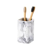 ZCCZ Support pour Brosse à Dents, Plan de Travail, Aspect marbre, Brosse à Dents, Pinceau de Maquillage, Support de Salle de Bain avec Plateau Amovible, Marbre Blanc