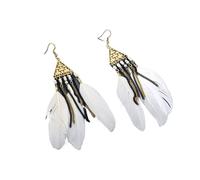 ZCCZJS 1 Pays Boucles d'oreilles en Plumes bohèques pour Femmes-Boucles d'oreilles en Plumes à chaîne Multicouche géométrique pour Femmes, Filon à Plumes Ethnique Fringe Courbe Fashion Broupe