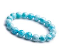 ZCCZJS 10 mm Natural Vérirain bleu Larimar Gemstone Crystal Crystal Round Bead Bracelet AAAAA