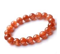 ZCCZJS 11 mm Natural Gold Sunstone Gemstone Crystal Round Bead Stret Stretch Woman Bracelet Aaaaa