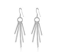 ZCCZJS 925 Boucle d'oreille de Chronique à Longue Colonne en Argent Sterling, Boucles d'oreilles en étage Longs argentés, Boucles d'oreilles Pendantes à Crochet Simple, Bijoux pour Femmes