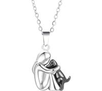 ZCCZJS Accessoires 925 Collier de câlins en argent sterling pour femmes et hommes, collier de chien étreint, maman et étreinte enfant, pendentif ailes des anges, collier de deux mains et bisous,