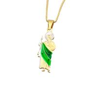 ZCCZJS Accessoires de filles Saint Jude Thaddaeus Collier pendentif, collier de silhouette religieux en cuivre en or