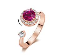 ZCCZJS Anneaux ouverts pour les femmes, anneau réglable rose or rotatif rond rond rose red zircon ringail romantique cadeau pour fille femme couple engagement mariage éternité anneau de Noël cadeau