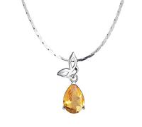 ZCCZJS Bijoux/colliers Drop Shape Citrine Gemstone Colliers Pendants avec collier, chaîne Collier délicat pour ses pendentifs pour femmes
