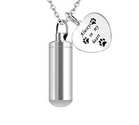 ZCCZJS Bijoux de crémation pour cendres, Silver Heart Shape Memorial Urn Collier en acier inoxydable Cylindre Pendre des cendres Savouinage - Toujours dans mon cœur