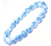 ZCCZJS Blue naturel Larimar Gemstone Crystal Stretch Round Beads Bracelet 8 mm