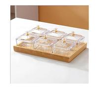 ZCCZJS Bol à Salade 8,4 oz en Verre Ensemble avec Plateau en Bois trempage en Verre Bols de Service avec couvercles pour Condiments Plats latéraux collations de Bonbons