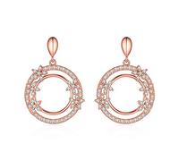 ZCCZJS Boucle d'oreille Bijoux pour Dames Double Ronde incrustée de Pierre Fleur Pendentif Boucles d'oreilles Bijoux Brillant élégant Exquis Bal Banquet Boucles d'oreilles Femmes Boucles