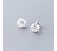 ZCCZJS Boucles d'oreilles Dames, S925 Boucles d'oreilles en Argent Femme Style Coréen Simple Style Littéraire Mignon Cercle Diamant Boucles d'oreilles CreusesDes Boucles d'oreilles
