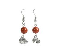 ZCCZJS Boucles d'oreilles en Pierre Naturelle pour Femmes - Élégant et Doux 8 mm Naturel Stone Round Bead Pumpkin Pendentif, Fashion Fashion Fonction à la Main Natural Raw Gemstone Women Party