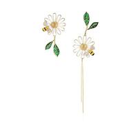 ZCCZJS Boucles d'oreilles Pendantes Abeille dorée Marguerite, Bijoux Fins en Argent 925, Boucles d'oreilles asymétriques, Accessoires de fête pour Dames, Boucles d'oreilles Haut de Gamme