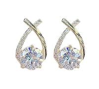 ZCCZJS Boucles d'oreilles pour Femmes, Boucles d'oreilles à Clip Rouges, Cette épingle en Argent 925 Micro-incrustée de Zircon personnalité Croix Goujon Boucles d'oreilles en Zircon Super
