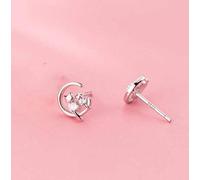 ZCCZJS Boucles d'oreilles pour Femmes, S925 Boucles d'oreilles Femelles coréennes littéraires Mignonnes Mignonnes Kitty diamantor