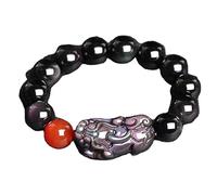 ZCCZJS Bracelet Black Obsidian, Richesse Rainbow Eye Authentic Crystal Reiki Amulet Lucky Wealth Ward Bracelet Inspirational Gift for Women Men, 12 mm