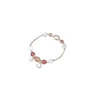 ZCCZJS Bracelet Charm Mune étoile jaune violet cristal Strawberry Crystal White Moonstone Gold Color Charm Bracelets For Women Fashion Bijoux (Taille: Blanc)