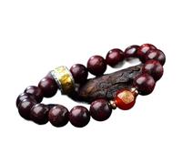 ZCCZJS Bracelet de Perle, Nature Naturelle de Sandale Rouge Chanceux guanyin Charme Agate Gardien Dieu Bracelet élastique Talisman Spirituel pour la Richesse de la Richesse Bonne Chance de la