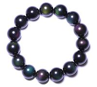 ZCCZJS Bracelet d'obsidien Noir, Bracelet Noir Bracelet Natural Rainbow Eye Black Obsidian Bead Crystal for Women Men, 14 mm (Couleur: Arc-en-Ciel, Taille: 8 mm)