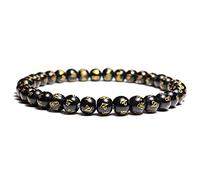 ZCCZJS Bracelet Men's Bracelets Femmes 6/8/10/12 mm Stone Natural Obsidian Bracelet Men Femelle Sanskrit Bouddha Boudite Meditation Braclet