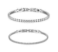 ZCCZJS Bracelet Zircon Single Row 5 mm Round Chain de Tennis en Diamant Complet, Chanceux et à la Mode Deux Bracelets