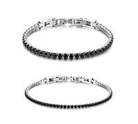 ZCCZJS Bracelet Zircon Single Row 7mm Round Chain de Tennis en Diamant Complet, Chanceux et à la Mode Deux Bracelets