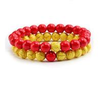 ZCCZJS Bracelets de perles de yoga colorés et 8 mm Scrubs Natural Stone White Pine Lovers Bracelet Elastic Bijoux présente 20 cm jaune et rouge