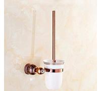 ZCCZJS Brosse de Toilette, Supports de brosses de Toilette murales Jade en Laiton en Laiton et Rose Gold bursh Tasse Porte-Toilettes Accessoires de Toilettes de Toilette-e (a)