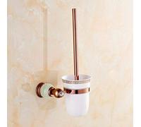 ZCCZJS Brosse de Toilette, Supports de brosses de Toilette murales Jade en Laiton en Laiton et Rose Gold bursh Tasse Porte-Toilettes Accessoires de Toilettes de Toilette-e (d)