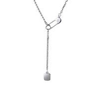 ZCCZJS Collier carré S925 Paper Clip Women's Simple's Femme Women's Cold Style Candarbone Candarbone Japan et Corée du Sud Thai, 45 + 5cm