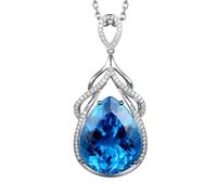 ZCCZJS Collier de larmes saphir pour les femmes 925 bijoux de bijoux en forme de gemone en forme de graisse de pierre de pierre