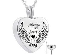 ZCCZJS Collier d'urn de crémation toujours dans mon coeur ange aile commémorative souvenir pendentif cendre bijoux
