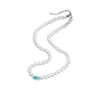 ZCCZJS Collier Ovale avec Pendentif en Perles d'aigue-Marine Rubis émeraude 7x9mm pour Femmes, Bijoux Cadeau d'anniversaire pour mère Dames, fabriqué en Chine