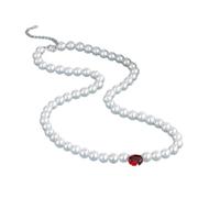 ZCCZJS Collier Ovale avec Pendentif en Perles d'aigue-Marine Rubis émeraude 7x9mm pour Femmes, Bijoux Cadeau d'anniversaire pour mère Dames, fabriqué en Chine