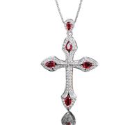 ZCCZJS Colliers avec Pendentif Croix émeraude Rubis Saphir pour Femmes, Bijoux en Pierres précieuses, Cadeaux pour Dames, fabriqués en Chine, 5x7mm